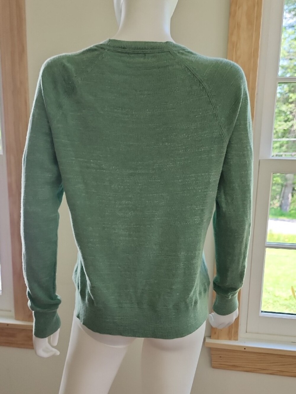 L.L. Bean Organic Cotton Slub Crewneck Sweater Lightweight Sweatshirt Green - Picture 9 of 9